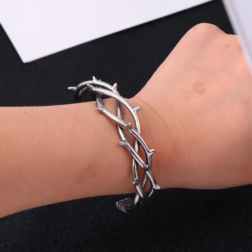 Stainless Steel Gothic Thorn Cuff Bracelet