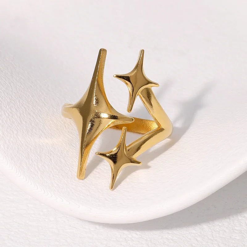 Stainless Steel Y2K Cross Star Ring