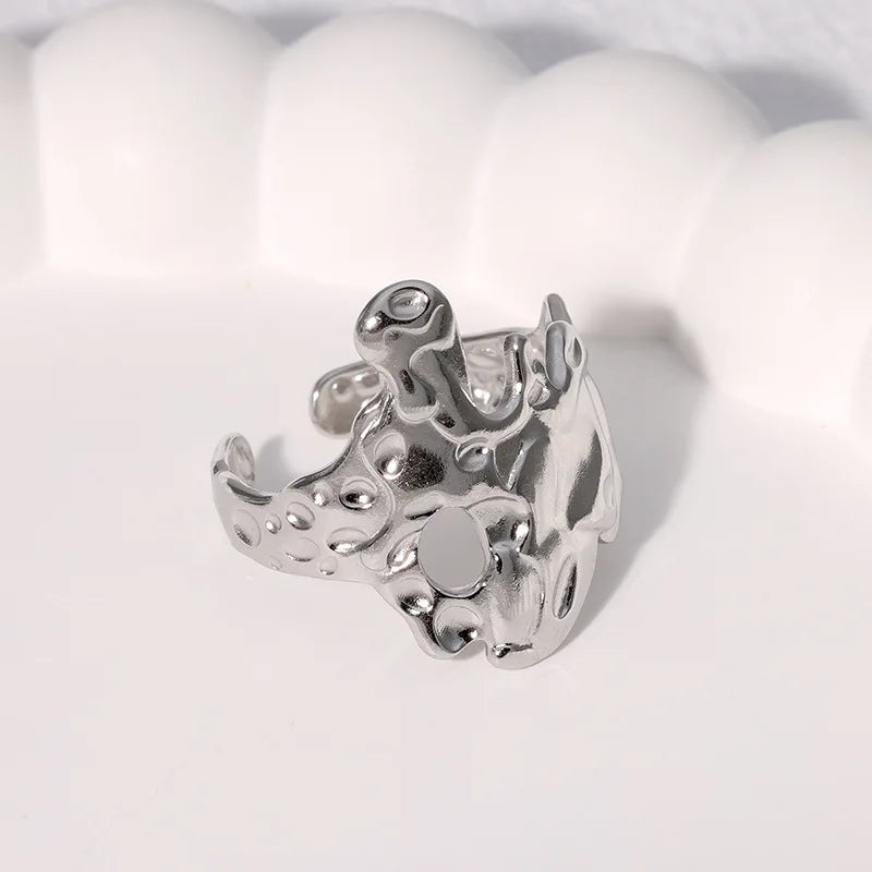 Stainless Steel Y2K Cross Star Ring
