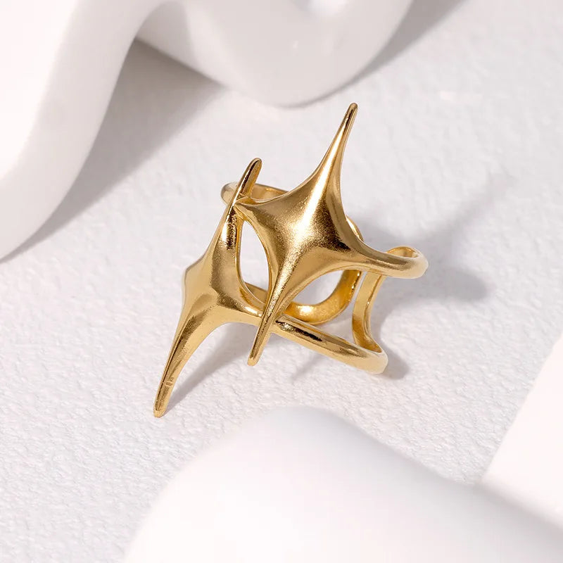 Stainless Steel Y2K Cross Star Ring