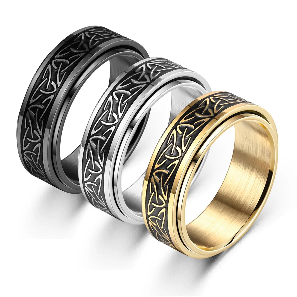 Viking Style Stainless Steel Spinning Ring