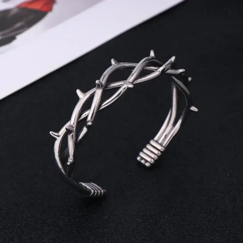 Stainless Steel Gothic Thorn Cuff Bracelet