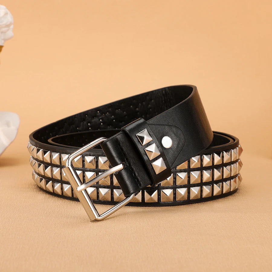 Y2K Studded Vegan Leather Belt