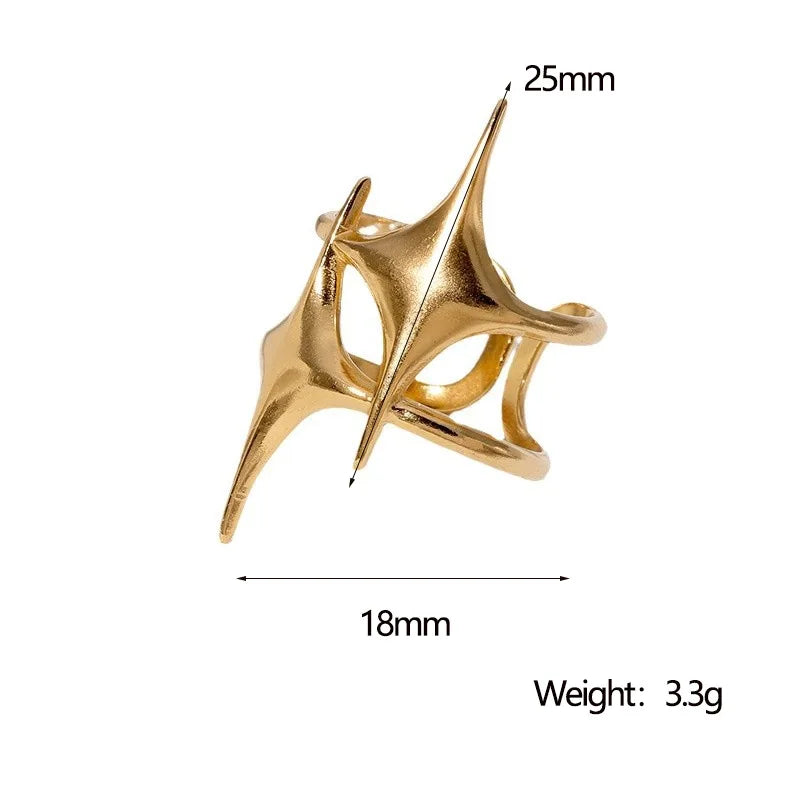 Stainless Steel Y2K Cross Star Ring